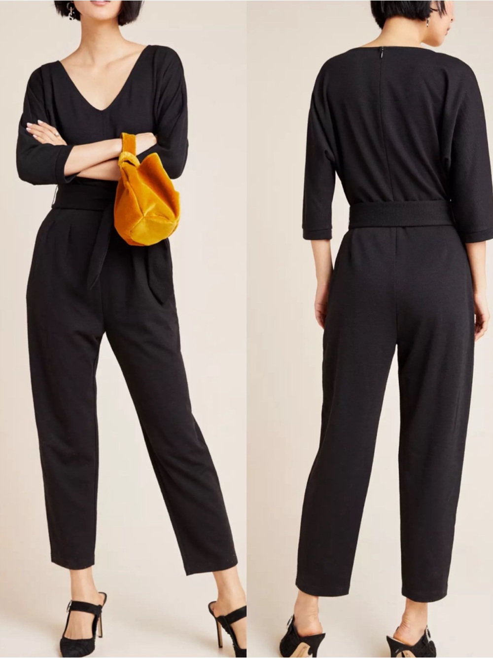 Anthropologie Sutton Ponte Jumpsuit Black